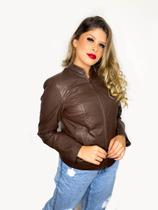 Jaqueta de couro feminina tradicional 118 marrom Jaqueta de couro feminina tradicional 118 marrom
