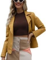 Jaqueta de couro Giolshon Faux Short para mulheres Ginger S