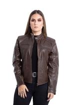 Jaqueta de Couro GP Marrom Café Jaqueta de Couro GP Marrom Café