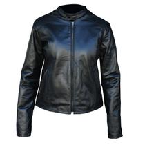 Jaqueta De Couro Legítimo Feminina Ziper Preto Gauleses