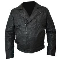 Jaqueta De Couro Legítimo Masculina Retalho Preto Gauleses