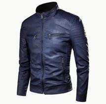 Jaqueta de couro Masculina Com capuz - P (Azul) - Boatto