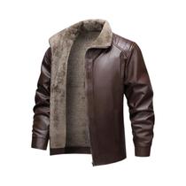 Jaqueta De Couro Masculina Com Forro De Fleece Para O Inverno, À Prova De Vento, Estilo Retro Moto Jaqueta De Couro Masculina Com Forro De Fleece Para O Inverno, À Prova De Vento, Estilo Retro Moto