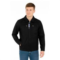 Jaqueta de Couro Masculina com Gola Social Ziper Decorativo