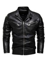 Jaqueta de Couro Masculina Impermeável Moda Inverno Estilo Motoqueiro Jaqueta de Couro Masculina Impermeável Moda Inverno Estilo Motoqueiro