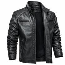 Jaqueta de Couro Masculina Impermeável Moda Inverno Estilo Motoqueiro Jaqueta de Couro Masculina Impermeável Moda Inverno Estilo Motoqueiro