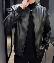 Jaqueta de Couro Masculina Lisa gola bomber Proteção, Estilo e Versatilidade no Dia a Dia Jaqueta de Couro Masculina Lisa gola bomber Proteção, Estilo e Versatilidade no Dia a Dia