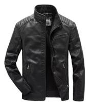 Jaqueta de couro masculina moto slim