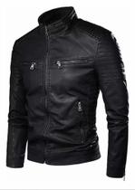 Jaqueta de couro Masculina Slim Fit - GG (Preto) Jaqueta de couro Masculina Slim Fit - GG (Preto)
