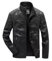 Jaqueta De Couro Masculina Slim Fit Preta Moderna Resistente Jaqueta De Couro Masculina Slim Fit Preta Moderna Resistente