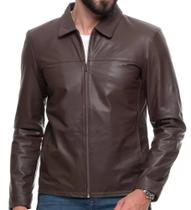 Jaqueta de couro masculina tradicional 125 marrom