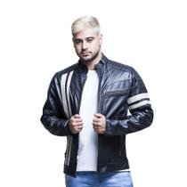 Jaqueta de Couro Royale Preta e Marfim