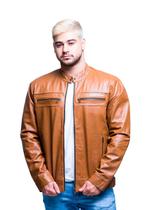 Jaqueta de Couro Slim Caramelo