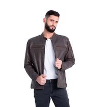 Jaqueta de Couro Slim Craqui Café Jaqueta de Couro Slim Craqui Café