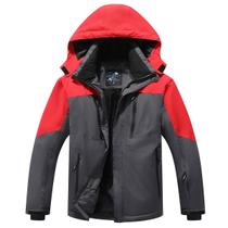 Jaqueta de esqui masculina PHIBEE, lã impermeável para uso externo, quente, vermelho/cinza