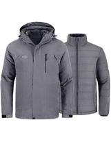 Jaqueta de esqui wantdo, casaco de inverno masculino 3 em 1, à prova de vento, cinza S Jaqueta de esqui wantdo, casaco de inverno masculino 3 em 1, à prova de vento, cinza S