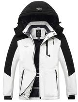 Jaqueta de esqui wantdo masculina com capuz Rain Winter Snow Parka branca e preta L