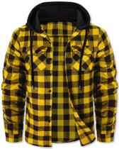 Jaqueta de flanela com capuz para homens, amarelo cromante, preto Jaqueta de flanela com capuz para homens, amarelo cromante, preto