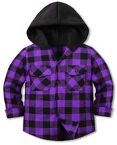 Jaqueta de flanela com capuz para menino, roxo cromante, preto Jaqueta de flanela com capuz para menino, roxo cromante, preto