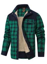 Jaqueta de flanela HYPESTFIT Corduroy Plaid Sherpa para homens
