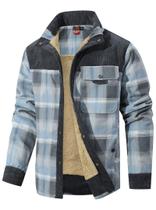 Jaqueta de flanela HYPESTFIT Corduroy Plaid Sherpa para homens