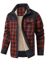 Jaqueta de flanela HYPESTFIT Corduroy Plaid Sherpa para homens