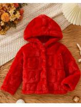 Jaqueta De Fleece Com Capuz Para Meninas, Cor Sólida, Padrão De Coração, Confortável Para O Inverno, Jaqueta De Fleece Com Capuz Para Meninas, Cor Sólida, Padrão De Coração, Confortável Para O Inverno,