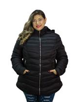 Jaqueta de Inverno Confortável Forrada Com Pelinhos Com Capuz, Bolsos e Fechamento em Zíper