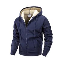 Jaqueta De Inverno Masculina Com Zíper Em Fleece, À Prova De Vento, Com Capuz, Quente, Casual, De
