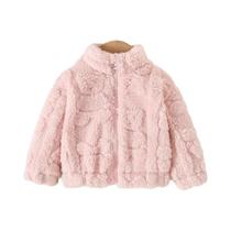 Jaqueta De Inverno Para Bebê Menina Com Padrão De Coração Sólido, Zíper, Quente E Grossa, Roupa Para