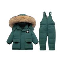 Jaqueta De Inverno Para Meninos E Meninas Com Gola De Pele Natural, Macacão De Neve Para Bebês,