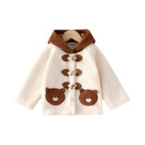 Jaqueta de lã bordada com ursinho de pelúcia casual fofo para meninos de inverno