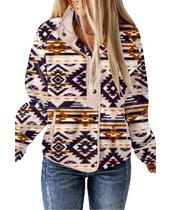 Jaqueta de lã SELINK Western Aztec Print para mulheres marrom S