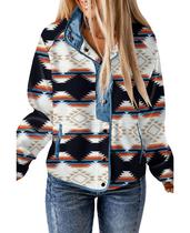 Jaqueta de lã SELINK Western Aztec Print para mulheres Misty Blue Jaqueta de lã SELINK Western Aztec Print para mulheres Misty Blue