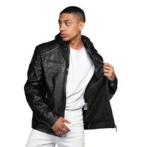 Jaqueta De material ecológico Forrada Masculina Motoqueiro Com Capuz Removivel Jaqueta De material ecológico Forrada Masculina Motoqueiro Com Capuz Removivel
