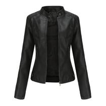 Jaqueta de material sintético DEAR MODEL feminina com cinto preto Jaqueta de material sintético DEAR MODEL feminina com cinto preto