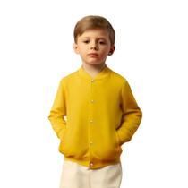 Jaqueta de Moletom Infantil Unissex Lisa com Bolsos Estilo Casual