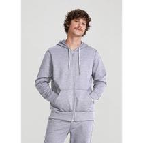 Jaqueta De Moletom Masculina Básica Com Capuz - Cinza P Jaqueta De Moletom Masculina Básica Com Capuz - Cinza P