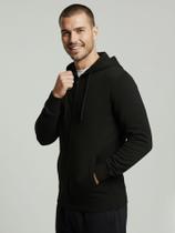 Jaqueta de Moletom Masculino Preto Jaqueta com Ziper e Capuz Blusa de Frio Casacos de inverno para homem