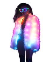 Jaqueta de pele sintética SHINYOU LED Light Up Coat Feminina Plus Size Jaqueta de pele sintética SHINYOU LED Light Up Coat Feminina Plus Size