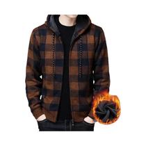 Jaqueta De Suéter Com Capuz Em Fleece Para Homens, Estampa Xadrez, Alta Qualidade, Cardigan De Luxo Jaqueta De Suéter Com Capuz Em Fleece Para Homens, Estampa Xadrez, Alta Qualidade, Cardigan De Luxo