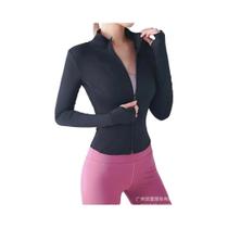 Jaqueta De Treinamento De Yoga Feminina De Secagem Rápida E Respirável Com Zíper E Gola Alta Para O