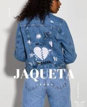 Jaqueta Destroyed com Estampa Trich Jeans