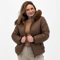 Jaqueta Dyordhana Nylon Puffer com Capuz Plus Size Feminina