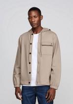 Jaqueta Dzarm Masculina em Moletom Com Capuz e Bolsos Cor:BegeTamanho:XG