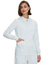 Jaqueta esfoliante floralhue para mulheres com zíper frontal médica 2XS branca