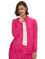 Jaqueta esfoliante floralhue para mulheres com zíper frontal rosa choque 2XS