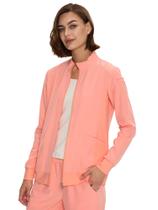 Jaqueta esfoliante floralhue para mulheres com zíper frontal vermelho coral 2XS-5XL Jaqueta esfoliante floralhue para mulheres com zíper frontal vermelho coral 2XS-5XL