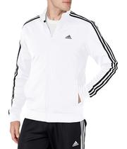 Jaqueta esportiva adidas Warm-up Tricot de 3 listras para homens branca/preta