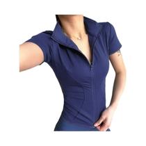 Jaqueta Esportiva Feminina Slim Fit Com Zíper E Manga Curta Para Ciclismo, Corrida E Yoga - Jaqueta